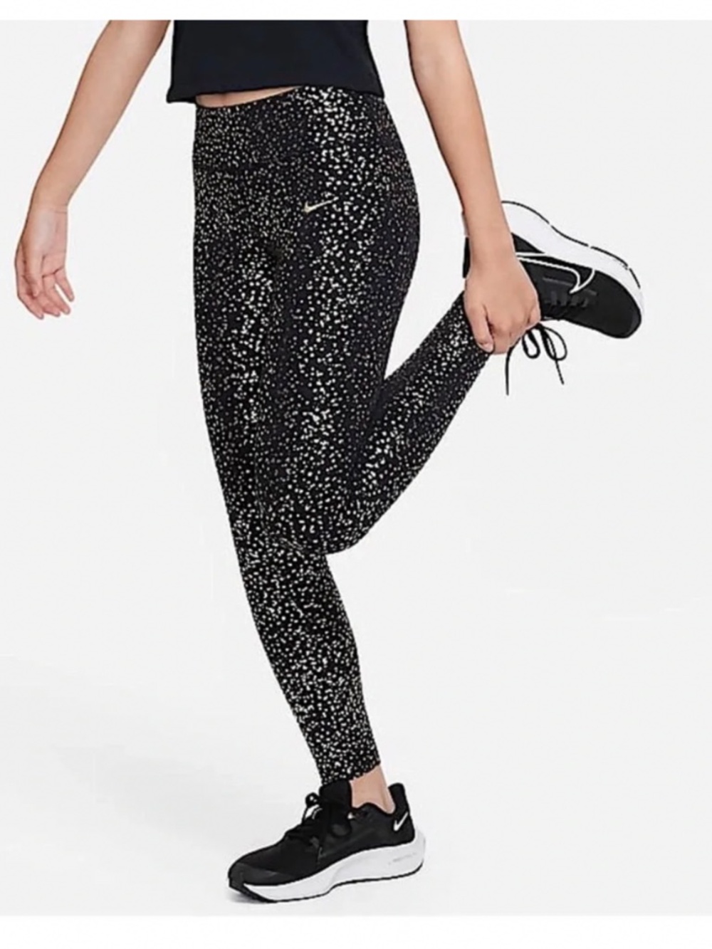 Nike Girls’ Black Star Print Leggings – Size Small ⭐️